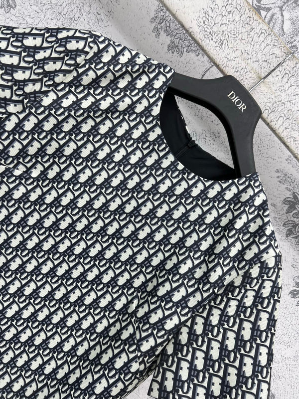 CD 25 Short-sleeved Dress Black White Cotton