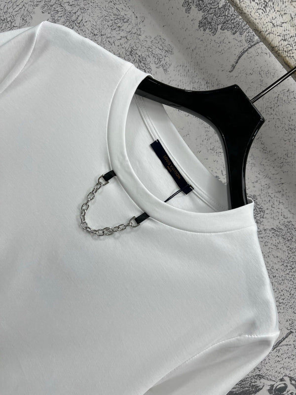 LV 25 Short-Sleeved T-shirt Back Logo Print White Cotton
