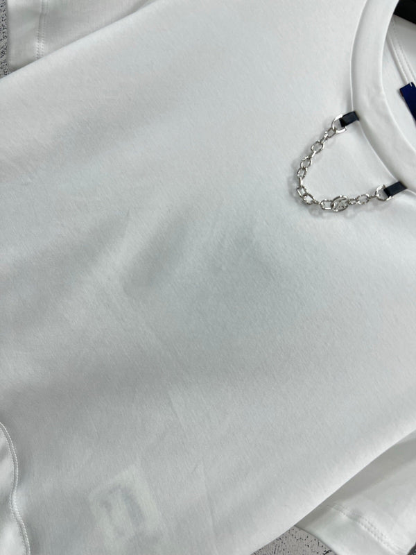 LV 25 Short-Sleeved T-shirt Back Logo Print White Cotton