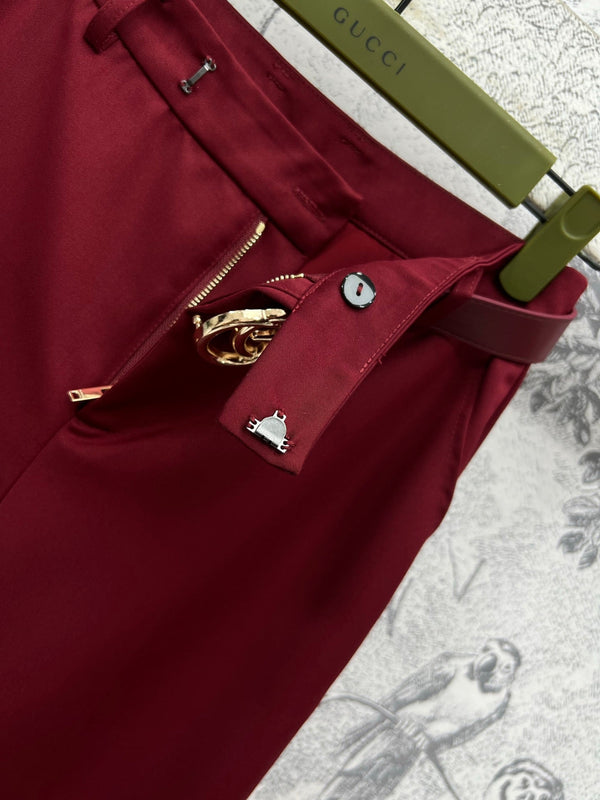 Gucci 25 Suit Pant Burgundy Polyester Fiber