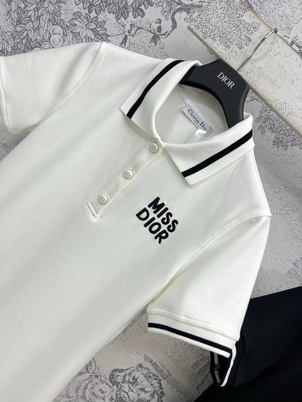 CD 25 Polo Collar Dress Black and White cotton polyester