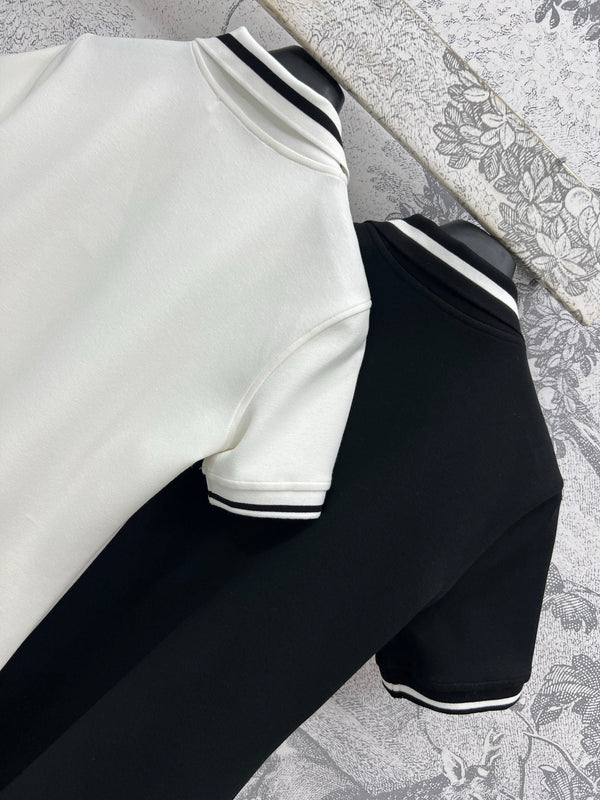 CD 25 Polo Collar Dress Black and White cotton polyester