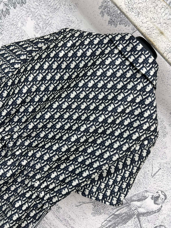 Abito camicia con logo CD 25 in poliestere nero