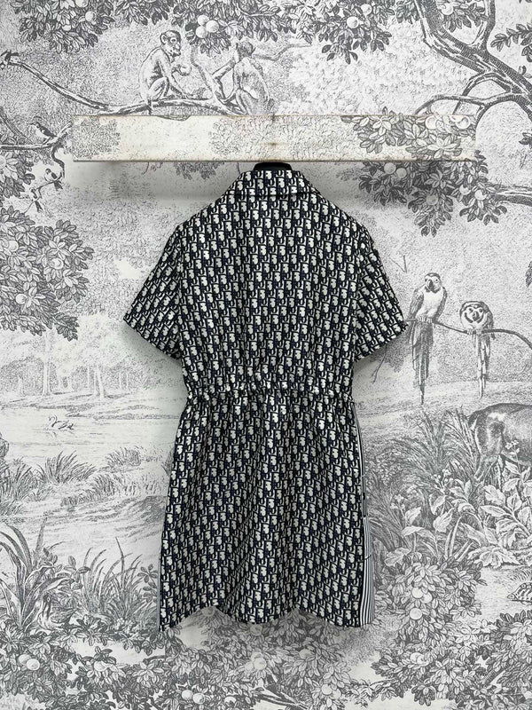 Abito camicia con logo CD 25 in poliestere nero