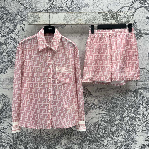 Fendi 25 double F shirt suit Pink Polyester fiber