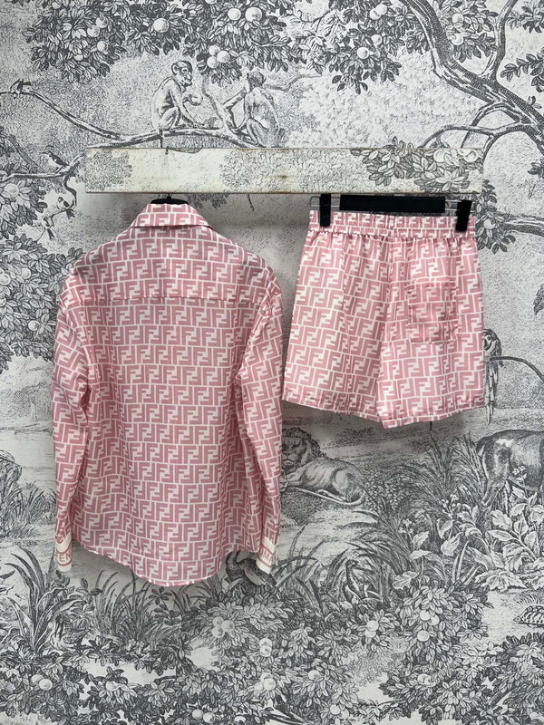 Fendi 25 double F shirt suit Pink Polyester fiber