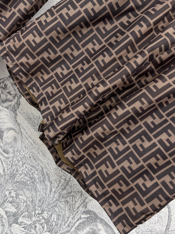 Fendi 25 double F shirt suit Black Brown Polyester fiber