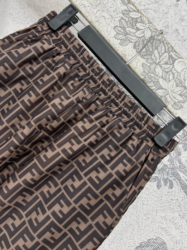 Fendi 25 double F shirt suit Black Brown Polyester fiber