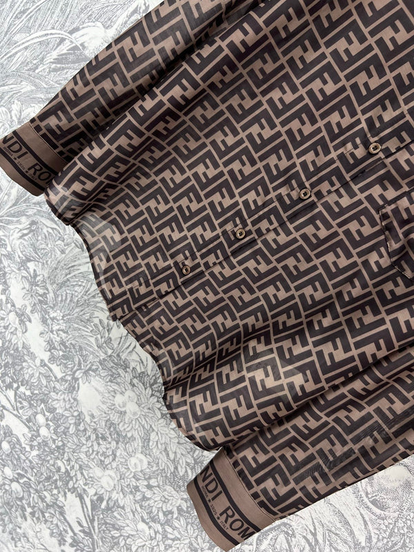 Fendi 25 double F shirt suit Black Brown Polyester fiber