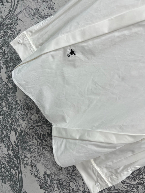 CD 25 Oblique Buttoned Long-sleeved Shirt White Cotton