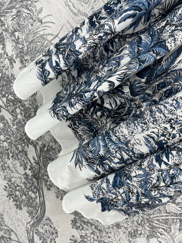 CD 25 Coconut Single-breasted Skirt White mix Blue Cotton