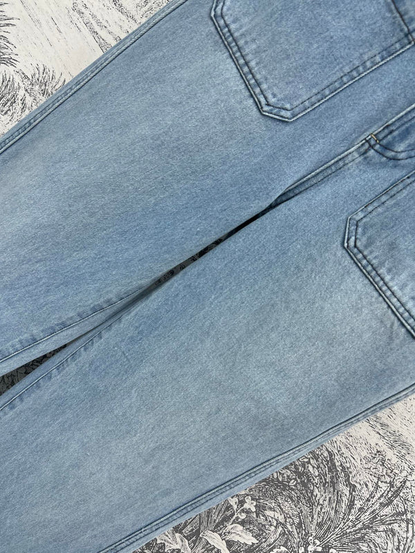 CD 25 Rolled Denim Pants Light Blue Cotton