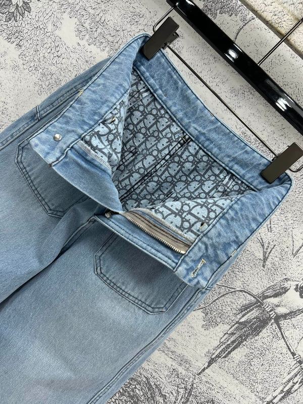 CD 25 Rolled Denim Pants Light Blue Cotton