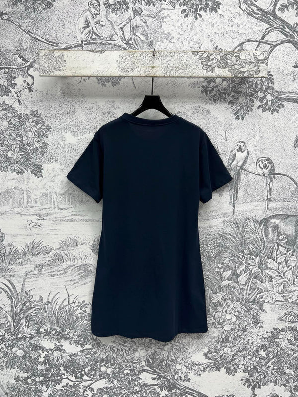 LV 25 Decorazione con cerniera in metallo sulla spalla sinistra T-shirt in cotone nero