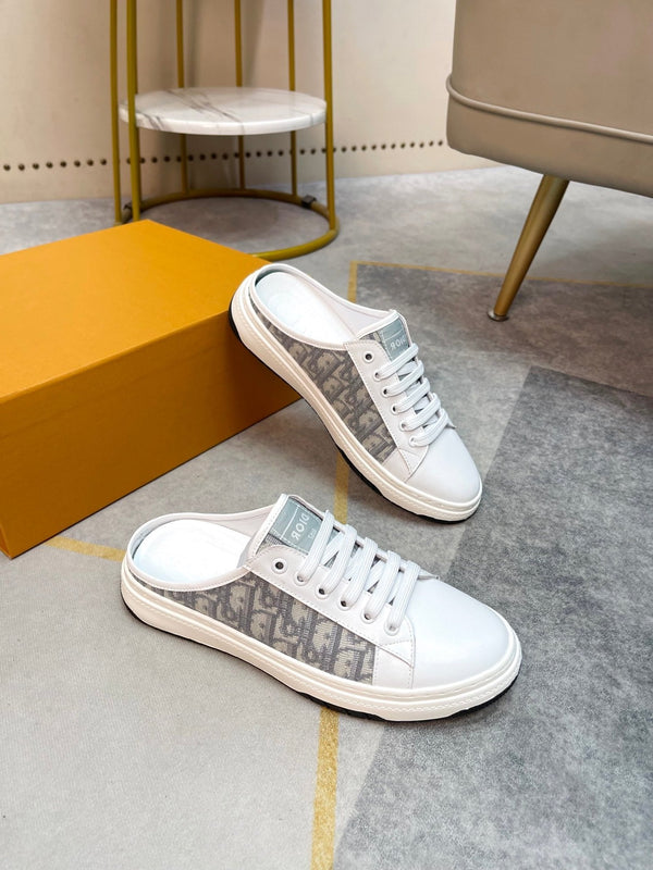 CD RETRO MULE WHITE AND BEIGE CALFSKIN