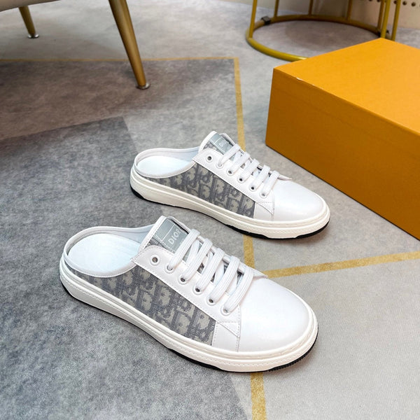 CD RETRO MULE WHITE AND BEIGE CALFSKIN