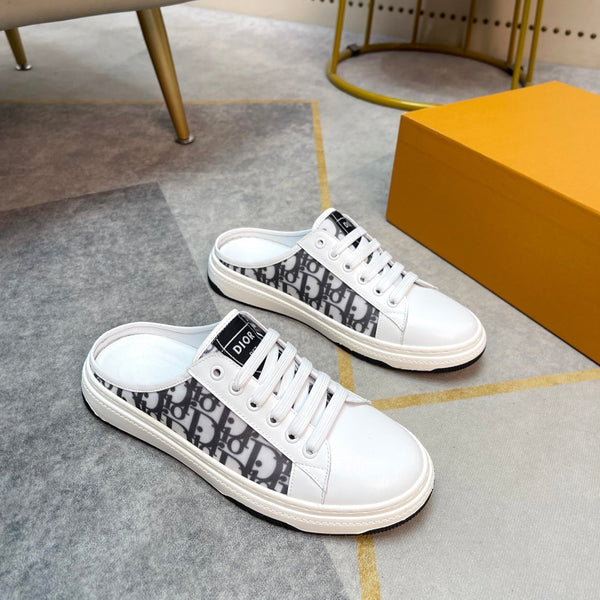 CD RETRO MULE WHITE AND BLACK CALFSKIN