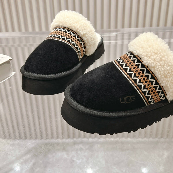 UGG Disquette Atherson Slipper Black White Wool Suede 512921
