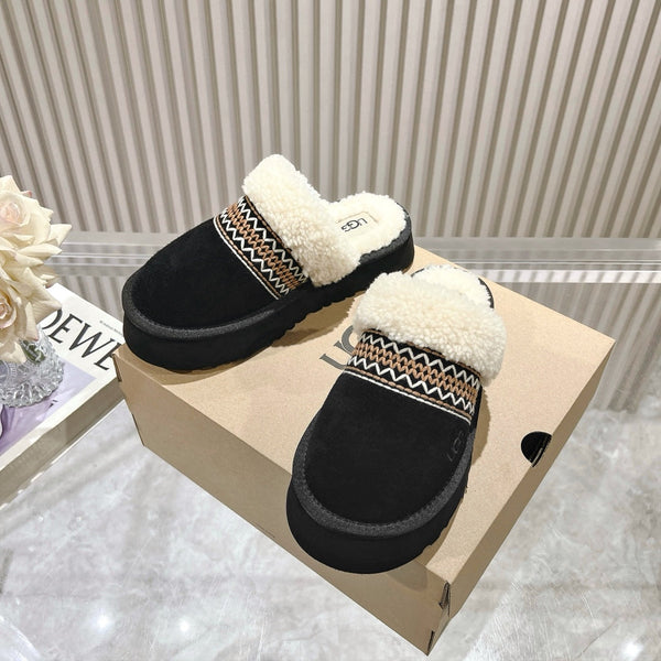 UGG Disquette Atherson Slipper Black White Wool Suede 512921