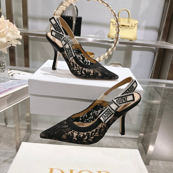 cd slingback pumps 95 transparent mesh embroidered black butterfly motif