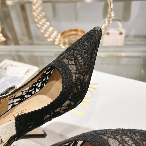 cd slingback pumps 95 transparent mesh embroidered black butterfly motif