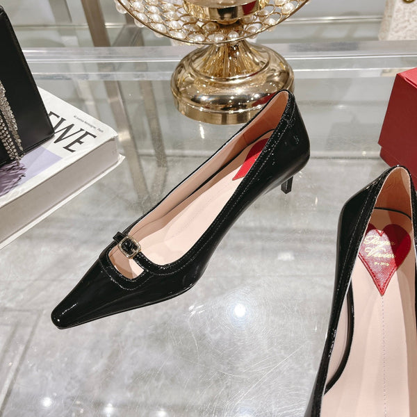 Viv Canard Pumps 55 Black Patent Leather