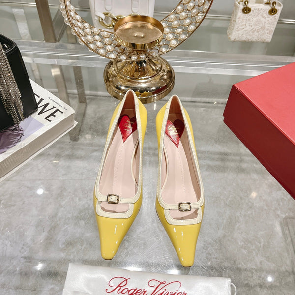 Viv Canard Pumps 55 Yellow White Patent Leather