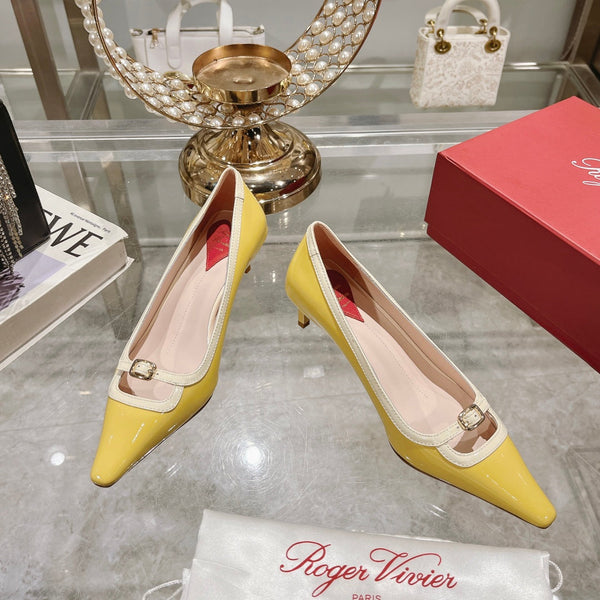 Viv Canard Pumps 55 Yellow White Patent Leather
