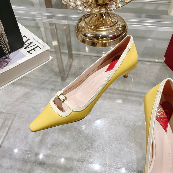 Viv Canard Pumps 55 Yellow White Patent Leather