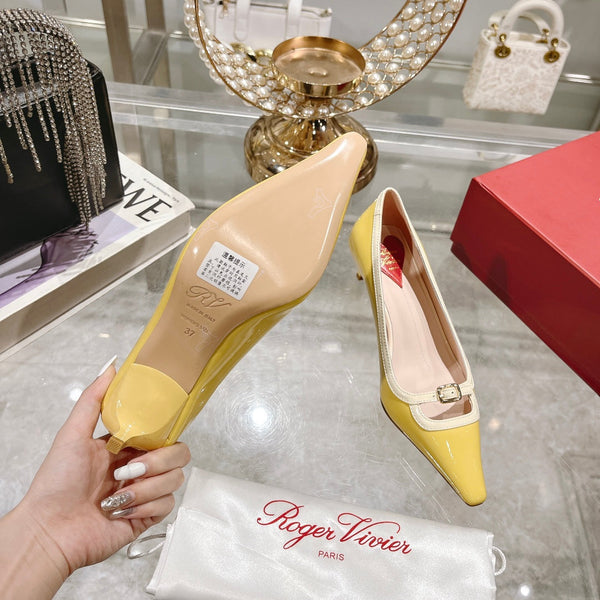Viv Canard Pumps 55 Yellow White Patent Leather