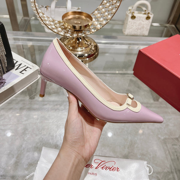 Viv Canard Pumps 55 Viola Bianco Pelle Verniciata