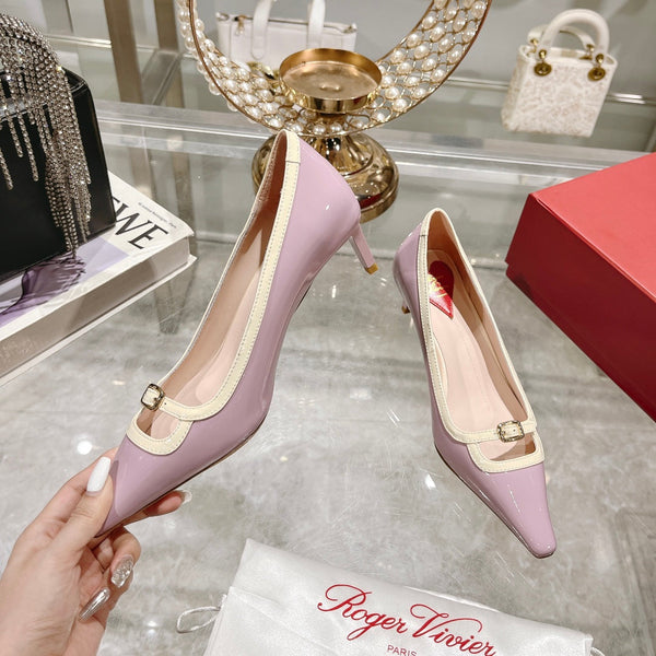 Viv Canard Pumps 55 Viola Bianco Pelle Verniciata