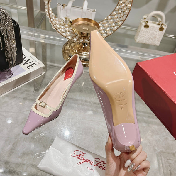 Viv Canard Pumps 55 Viola Bianco Pelle Verniciata