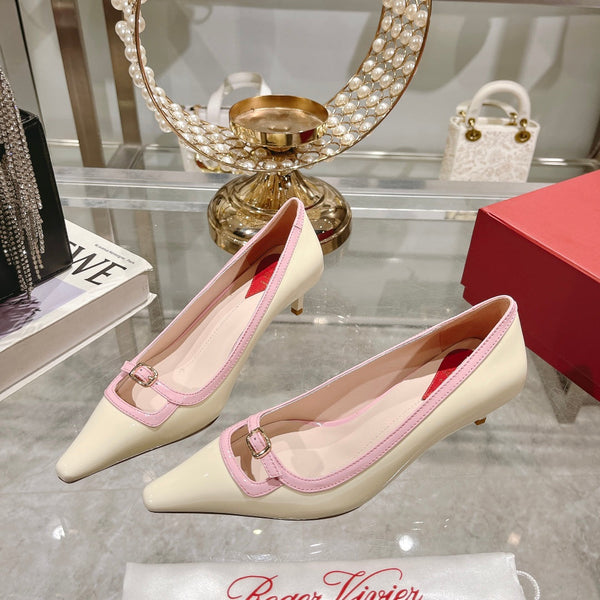 Viv Canard Pumps 55 Pink White Patent Leather