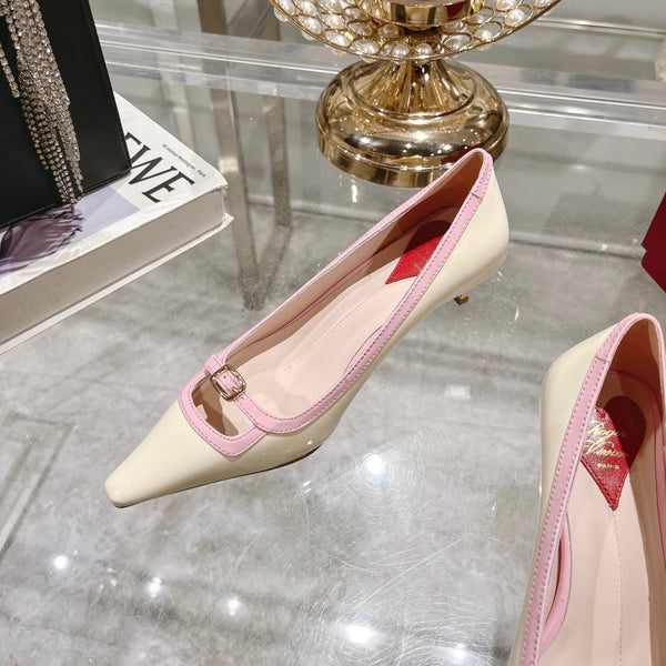 Viv Canard Pumps 55 Pink White Patent Leather