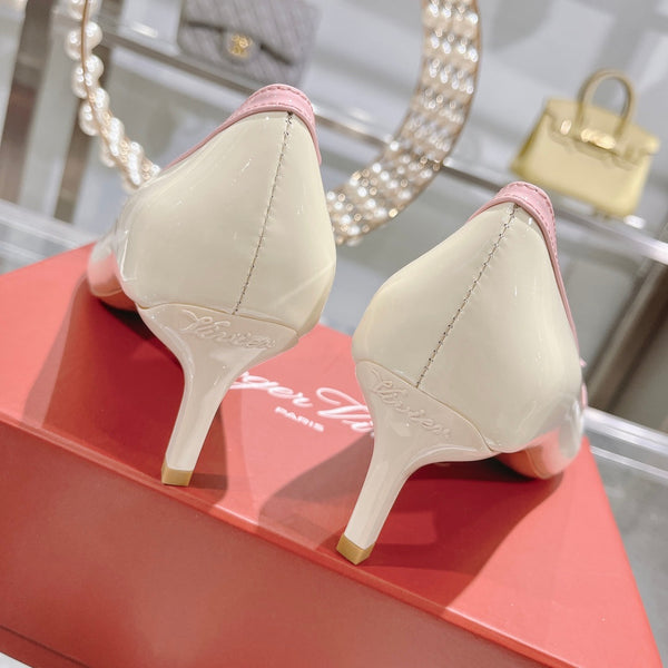 Viv Canard Pumps 55 Pink White Patent Leather