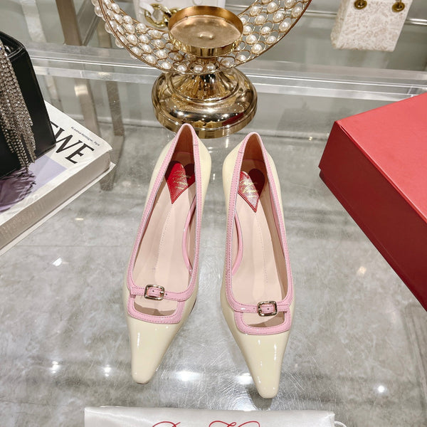 Viv Canard Pumps 55 Pink White Patent Leather
