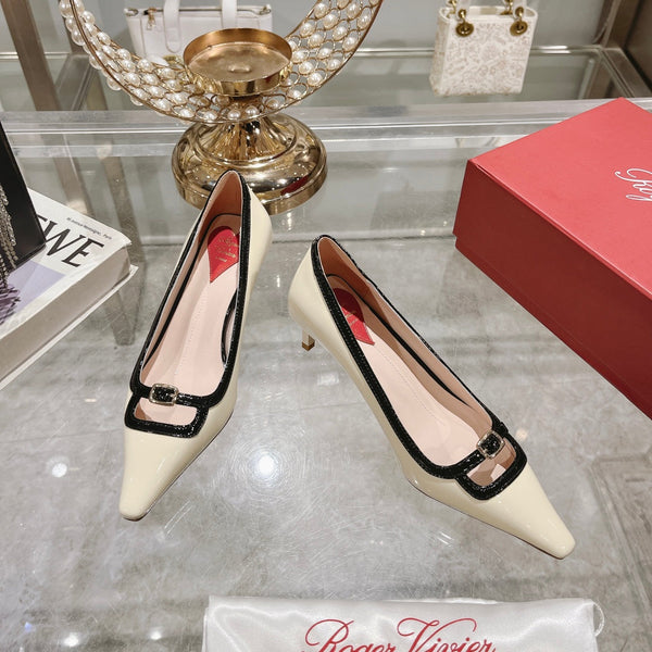 Viv Canard Pumps 55 Black White Patent Leather