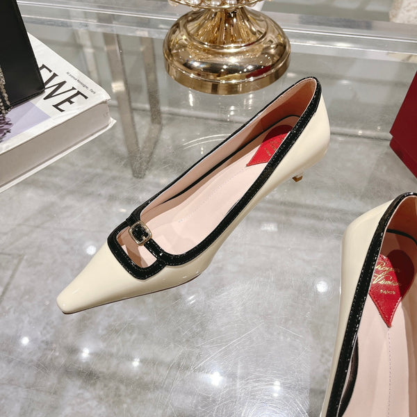 Viv Canard Pumps 55 Black White Patent Leather