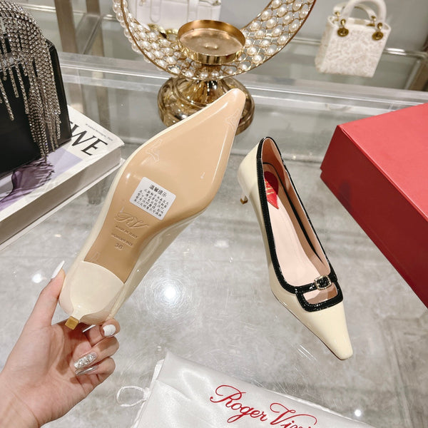 Viv Canard Pumps 55 Black White Patent Leather