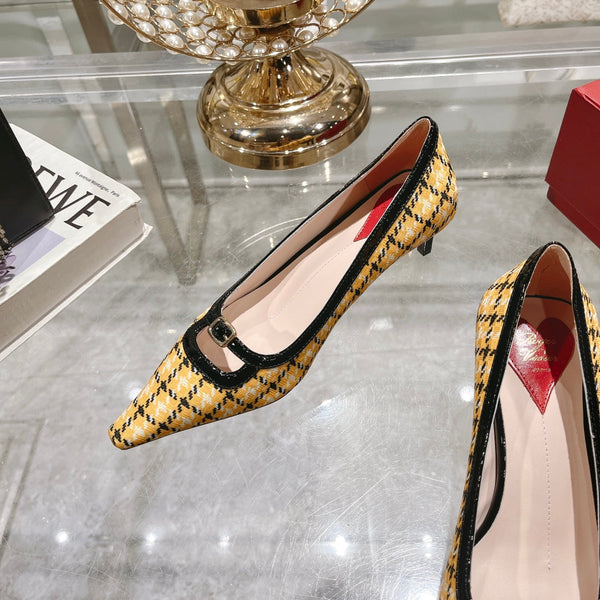 Viv Canard Pumps 55 Black Yellow Fabric