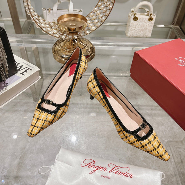 Viv Canard Pumps 55 Black Yellow Fabric