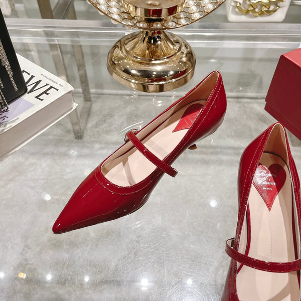 Mary Jane Virgule Pumps 55 Red Patent Leather