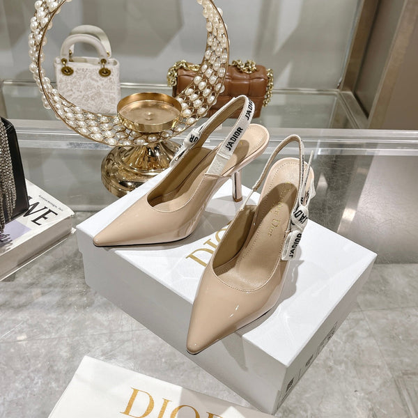 JAdior Slingback 85 Beige Patent Calfskin