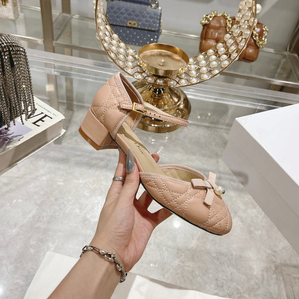 CD Ballet Pump Beige Quilted Cowhide