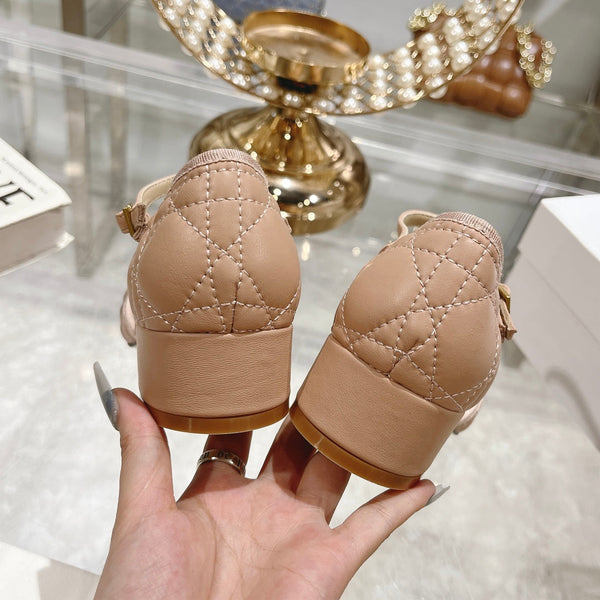 CD Ballet Pump Beige Quilted Cowhide