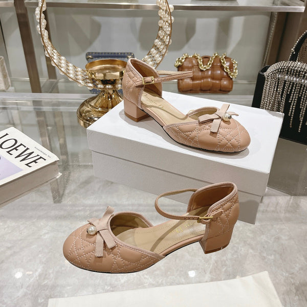 CD Ballet Pump Beige Quilted Cowhide