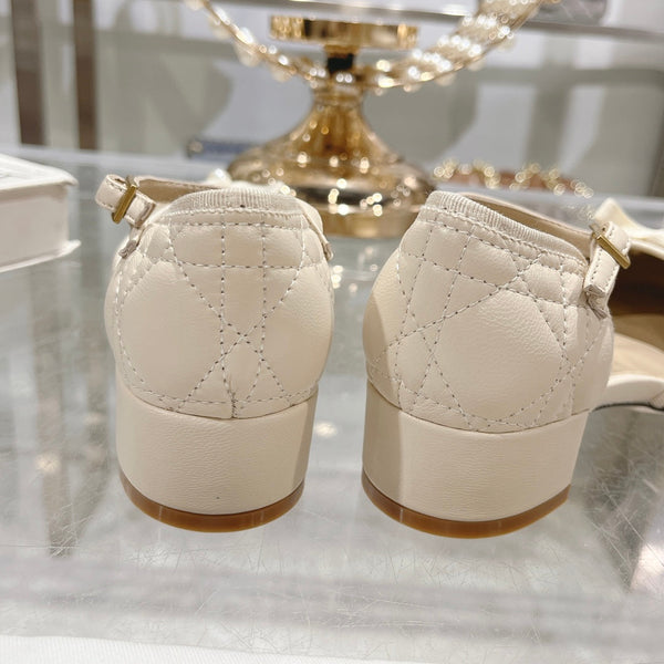 CD Ballet Pump White Quilted Cowhide