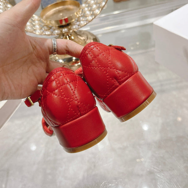 Ballerina CD in pelle di vacchetta trapuntata rossa