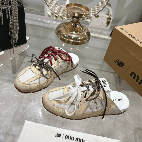 Miu x NB 530 SL Deco Mules Beige mix White Leather 235296